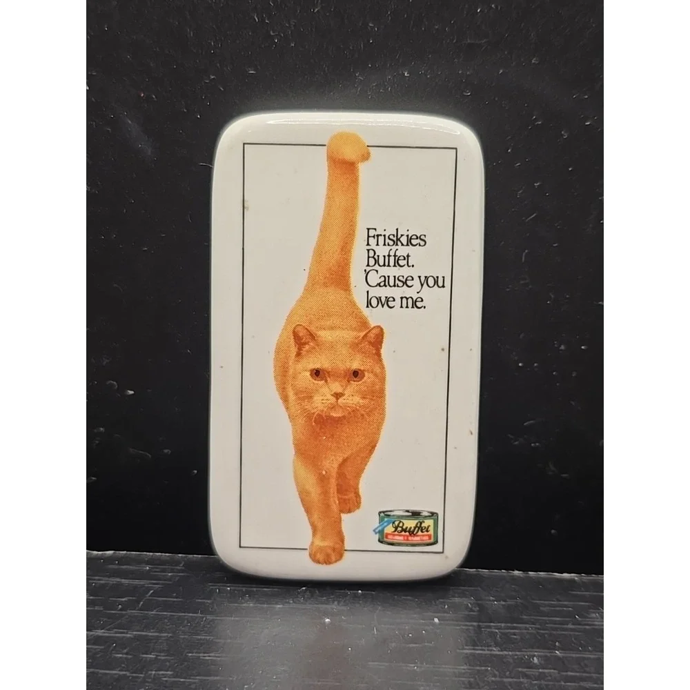Friskies Buffet‎ Magnet Orange Cat Advertising Ceramic Refrigerator 1986